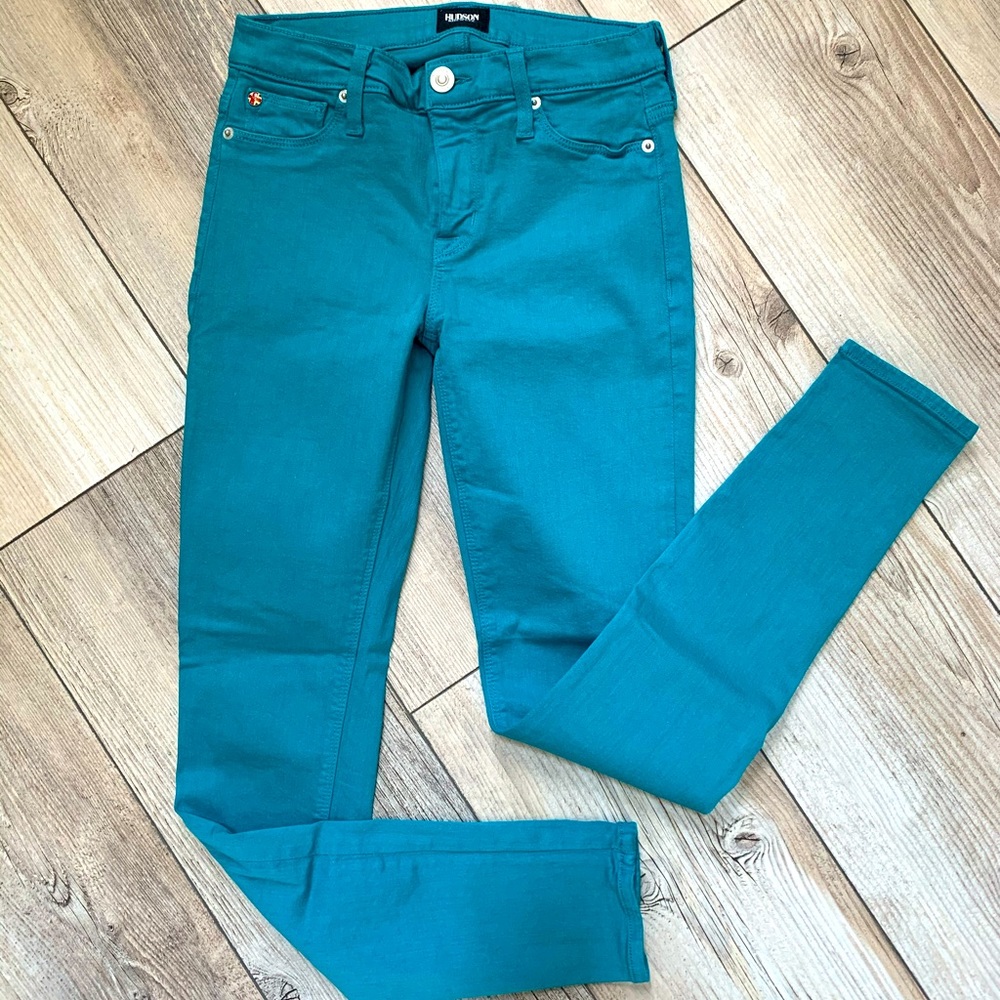 Hudson Nico Super Skinny midrise turquoise jeans